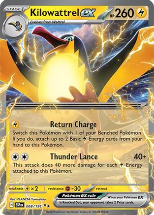 Kilowattrel ex 068  - Reverse Holofoil SV08 Surging Sparks - Double Rare