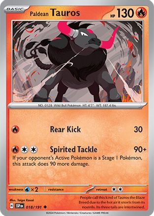 Paldean Tauros 018/191  SV08 Surging Sparks - Uncommon
