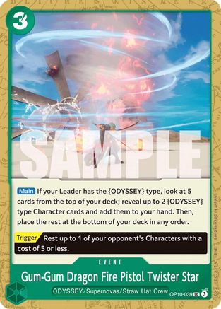 Gum-Gum Dragon Fire Pistol Twister Star (OP10-039) - Royal Blood