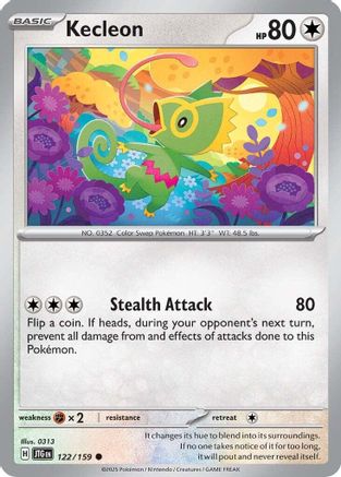 Kecleon 122/159  - Reverse Holofoil SV09 Journey Together - Common