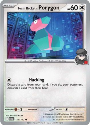 Team Rocket's Porygon 153/182  - Reverse Holofoil SV10 Destined Rivals - Common