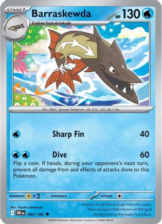 Barraskewda 063/182  - Reverse Holofoil SV10 Destined Rivals - Uncommon