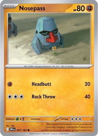 Nosepass 097/182  - Reverse Holofoil SV10 Destined Rivals - Common