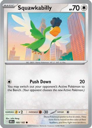 Squawkabilly 160/182  - Reverse Holofoil SV10 Destined Rivals - Common