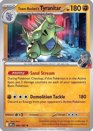Team Rocket's Tyranitar (Pokemon Center Exclusive) (096) [Miscellaneous Cards & Products] Normal - Rare