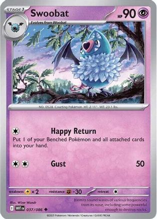Swoobat 037/086  - Reverse Holofoil SV White Flare - Uncommon
