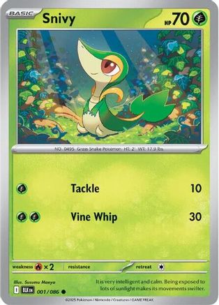 Snivy 001/086  - Holofoil SV Black Bolt - Common