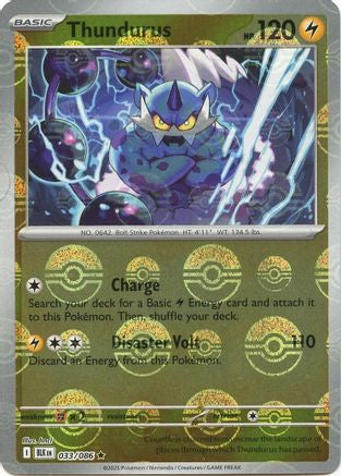 Thundurus (Poke Ball Pattern) 033/086  - Holofoil SV Black Bolt - Rare