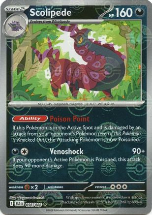 Scolipede (Poke Ball Pattern) 056/086  - Holofoil SV Black Bolt - Uncommon