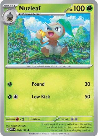 Nuzleaf 014/132  - Reverse Holofoil ME01 Mega Evolution - Common