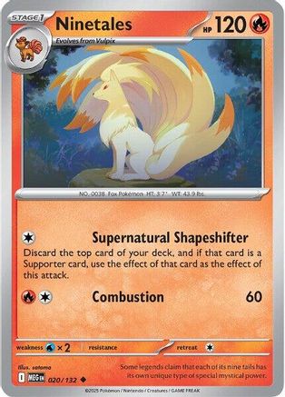 Ninetales 020/132  - Reverse Holofoil ME01 Mega Evolution - Uncommon