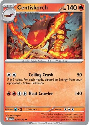 Centiskorch 030/132  - Reverse Holofoil ME01 Mega Evolution - Uncommon
