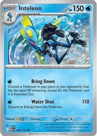 Inteleon 041/132  - Reverse Holofoil ME01 Mega Evolution - Uncommon