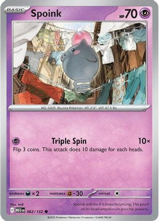 Spoink 062/132  - Reverse Holofoil ME01 Mega Evolution - Common