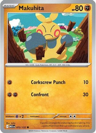 Makuhita 072/132  - Reverse Holofoil ME01 Mega Evolution - Common
