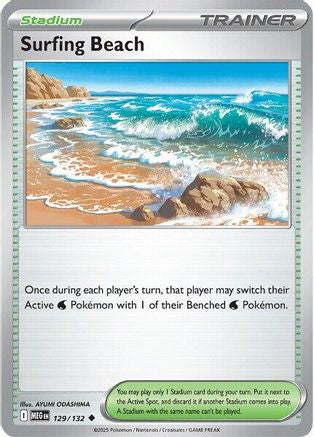 Surfing Beach 129/132  - Reverse Holofoil ME01 Mega Evolution - Uncommon
