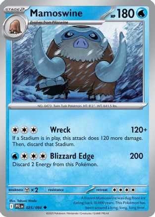 Mamoswine 025/094  - Reverse Holofoil ME02 Phantasmal Flames - Uncommon