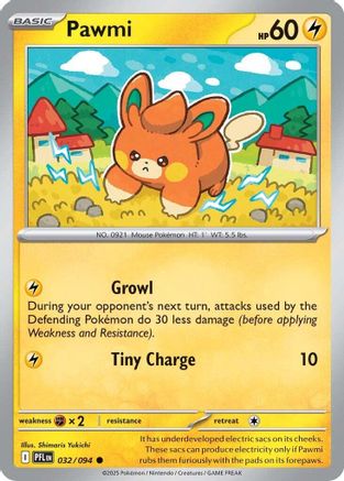 Pawmi 032/094  - Reverse Holofoil ME02 Phantasmal Flames - Common