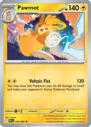 Pawmot 034/094  - Holofoil ME02 Phantasmal Flames - Rare