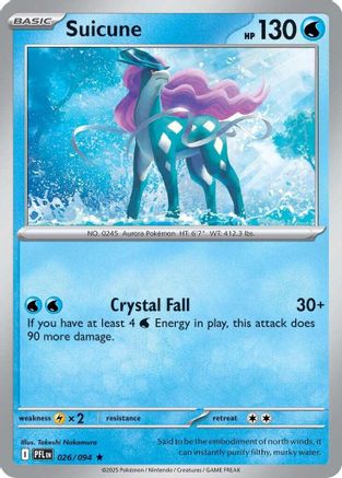 Suicune 026/094  - Reverse Holofoil ME02 Phantasmal Flames - Rare