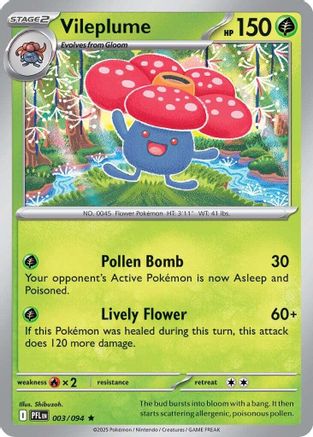 Vileplume 003/094  - Reverse Holofoil ME02 Phantasmal Flames - Rare