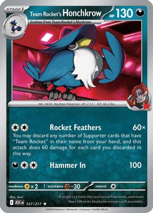 Team Rocket's Honchkrow 127  - Holofoil ME Ascended Heroes - Rare