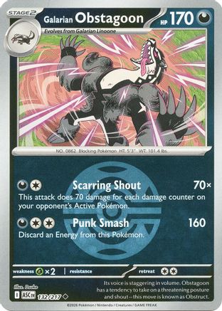 Galarian Obstagoon (Dusk Ball) (132/217) [ME Ascended Heroes] Reverse Holofoil - Uncommon