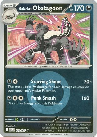 Galarian Obstagoon (Energy Symbol Pattern) (132/217) [ME Ascended Heroes] Reverse Holofoil - Uncommon