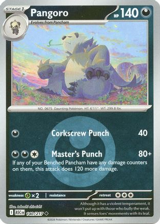 Pangoro (Energy Symbol Pattern) 140  - Reverse Holofoil ME Ascended Heroes - Uncommon
