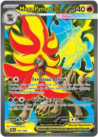 Mega Pyroar ex 099/086  - Holofoil ME04 Chaos Rising - Ultra Rare