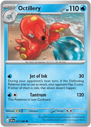 Octillery 017  - Reverse Holofoil ME04 Chaos Rising - Common