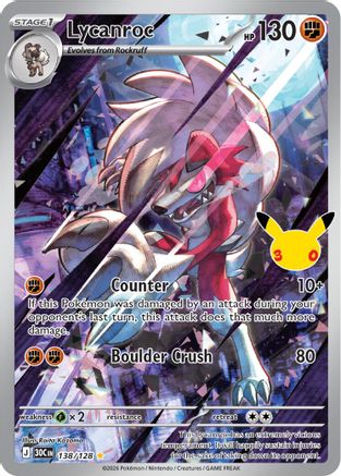 Lycanroc 138  - Holofoil ME 30th Celebration - Illustration Rare