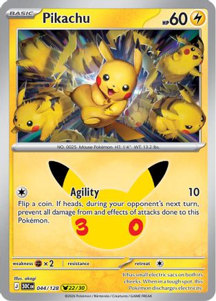 Pikachu (044/128) [ME 30th Celebration] Holofoil - None