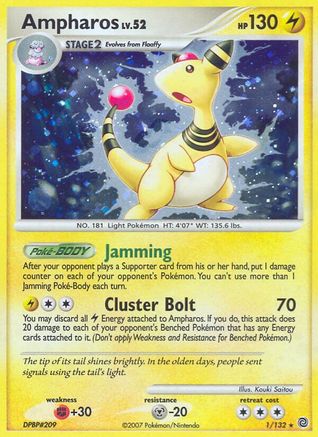 Ampharos (1/132) [Secret Wonders] Holofoil - Holo Rare