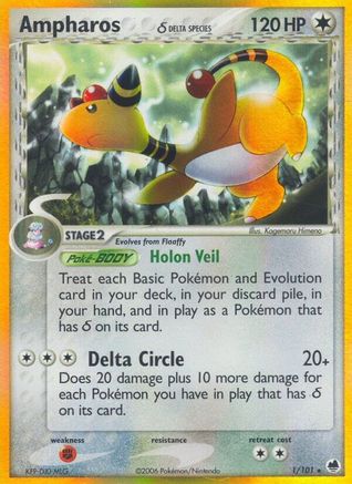 Ampharos (Delta Species) (1/101) [Dragon Frontiers] Reverse Holofoil - Holo Rare