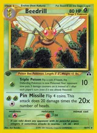 Beedrill (018/75) [Neo Discovery] 1st Edition - Rare