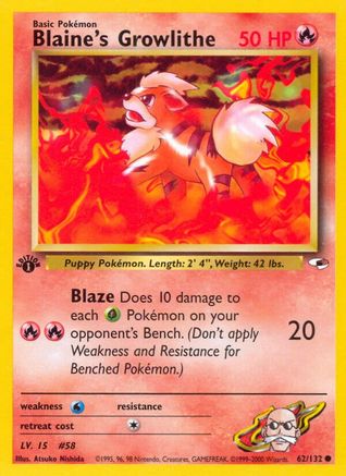 Blaine's Growlithe (062/132) [Gym Heroes] 1st Edition - Common