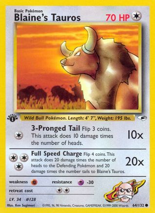 Blaine's Tauros (064/132) [Gym Heroes] 1st Edition - Common