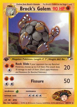 Brock's Golem (020/132) [Gym Heroes] 1st Edition - Rare