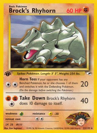Brock's Rhyhorn (022/132) [Gym Heroes] 1st Edition - Rare