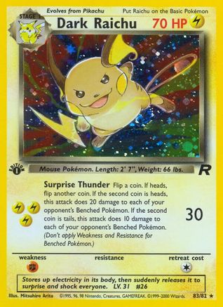 Dark Raichu (083/82) [Team Rocket] 1st Edition Holofoil - Secret Rare