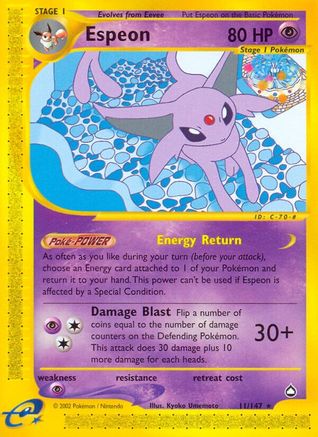Espeon (11/147) [Aquapolis] Reverse Holofoil - Rare