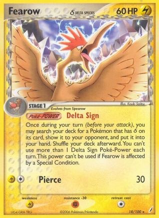 Fearow (Delta Species) (18/100) [Crystal Guardians] Reverse Holofoil - Rare