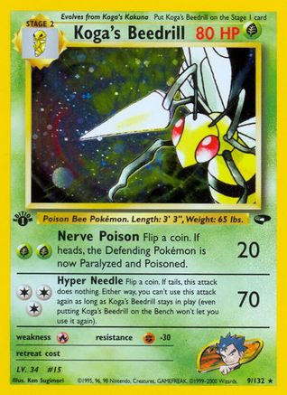 Koga's Beedrill (009/132) [Gym Challenge] 1st Edition Holofoil - Holo Rare