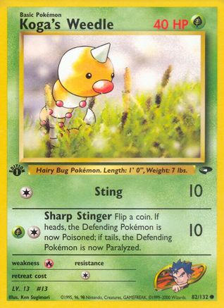 Koga's Weedle (082/132) [Gym Challenge] 1st Edition - Common