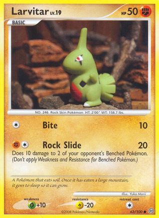 Larvitar 063  - Reverse Holofoil Stormfront - Common