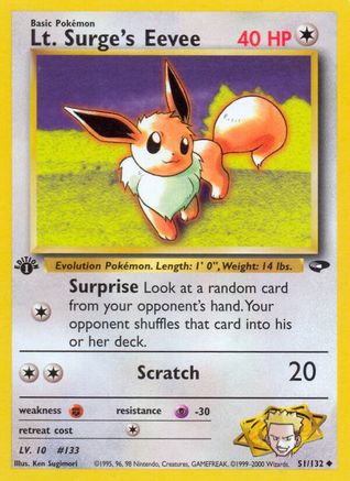 Lt. Surge's Eevee 051  - 1st Edition Gym Challenge - Uncommon