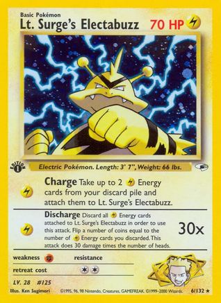Lt. Surge's Electabuzz (6) (6) 006  - 1st Edition Holofoil Gym Heroes - Holo Rare