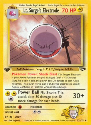 Lt. Surge's Electrode 052  - 1st Edition Gym Challenge - Uncommon