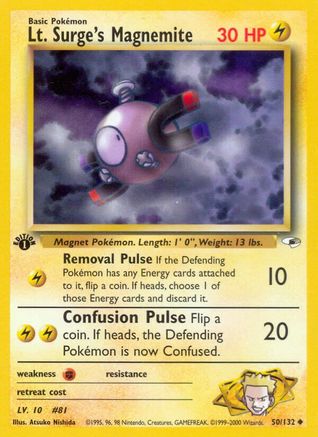 Lt. Surge's Magnemite (50) (50) 050  - 1st Edition Gym Heroes - Uncommon